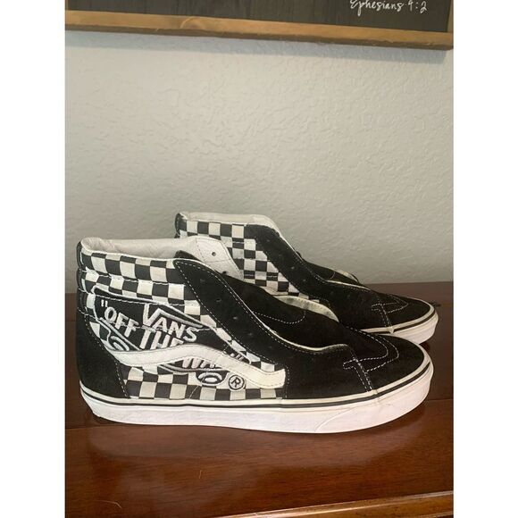 Vans Sk8- HI (Vans Patch) Checkerboard hi top Sneakers size 11.5 - Picture 1 of 9